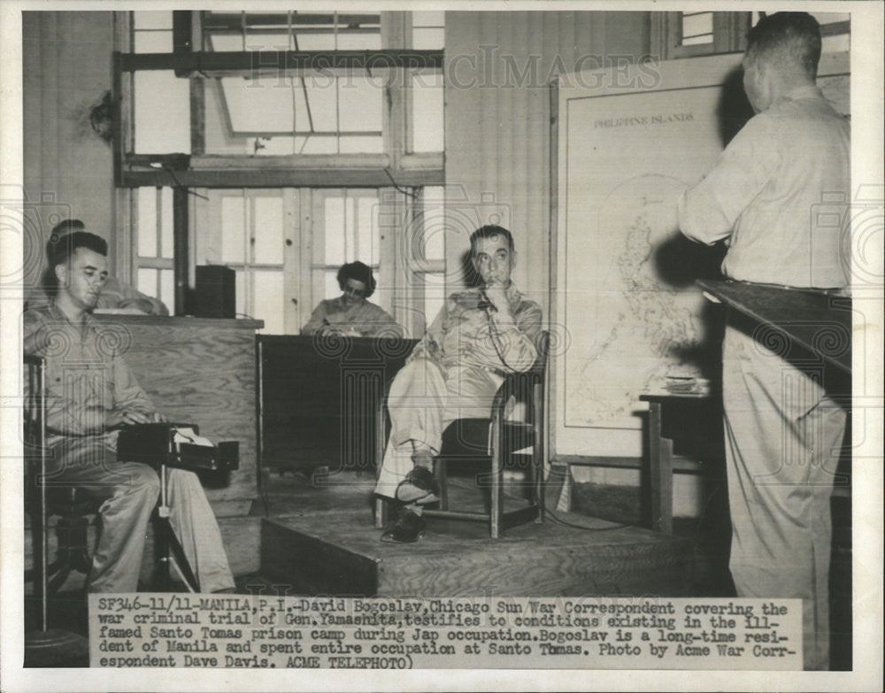 Press Photo David Bogoslav Chicago Sun War Correspondent Trial Yamashita - Historic Images