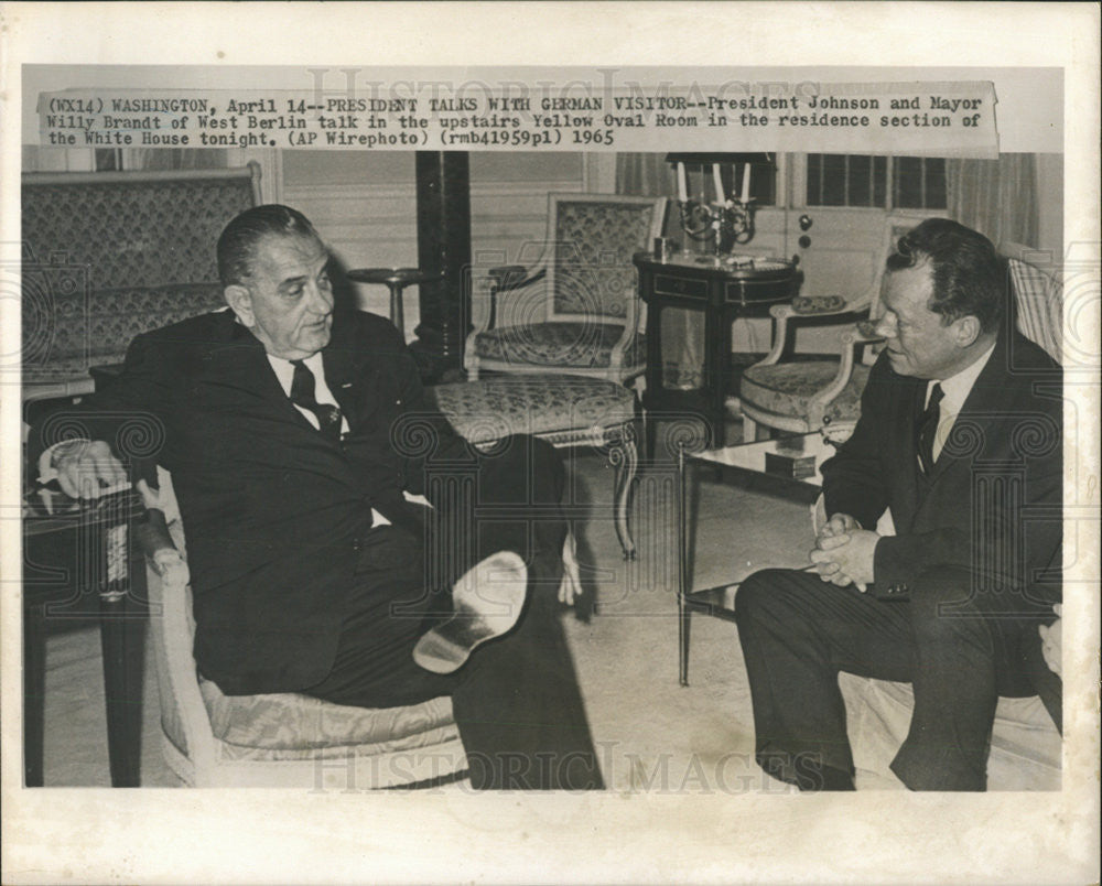 1965 Press Photo West Berlin Germany Mayor Politician Willy Brandt - Historic Images