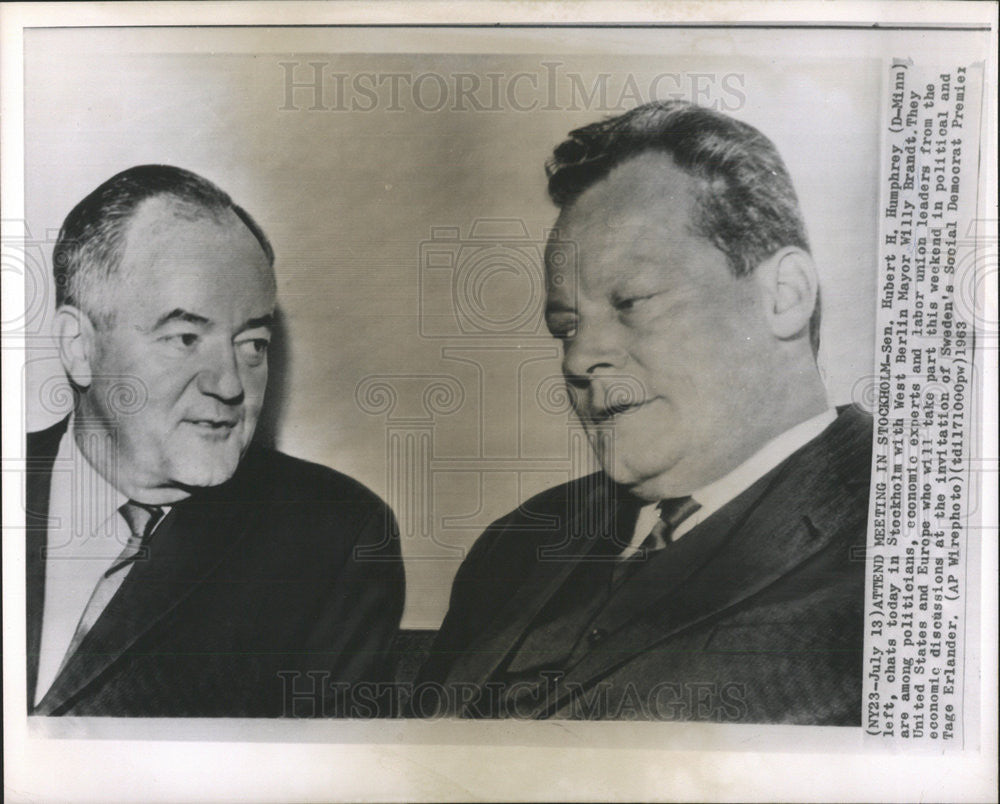 1963 Press Photo WILLY BRANDT GERMAN POLITICIAN MAYOR  WEST BERLIN HUBERT - Historic Images