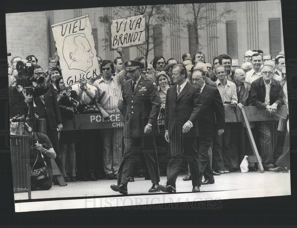 1973 Press Photo Mayor Richard Daley Chancellor Willy Brandt James McConnell - Historic Images