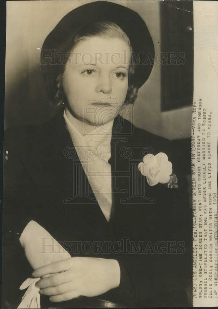 1938 Press Photo Vera Reynolds Scree Actress - Historic Images