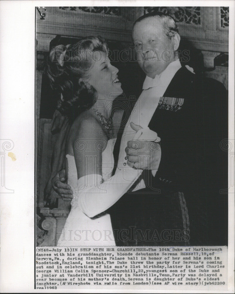 1962 Press Photo 10th Duke of Marlborough Dancing Selena Russell At Blenheim - Historic Images