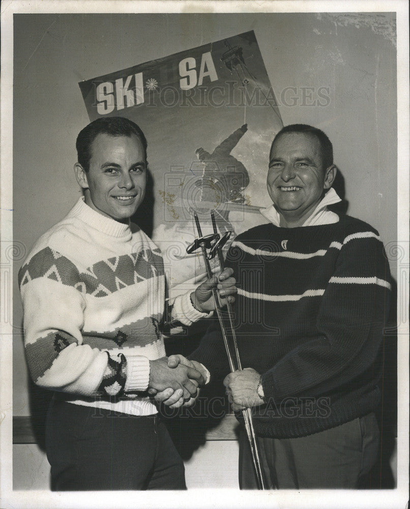 1966 Press Photo Beverly Ski Club President Bill Eskridge Wally Sysko Anniversay - Historic Images