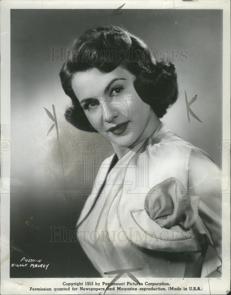 1953 Press Photo Nicole Maurey,actress - Historic Images