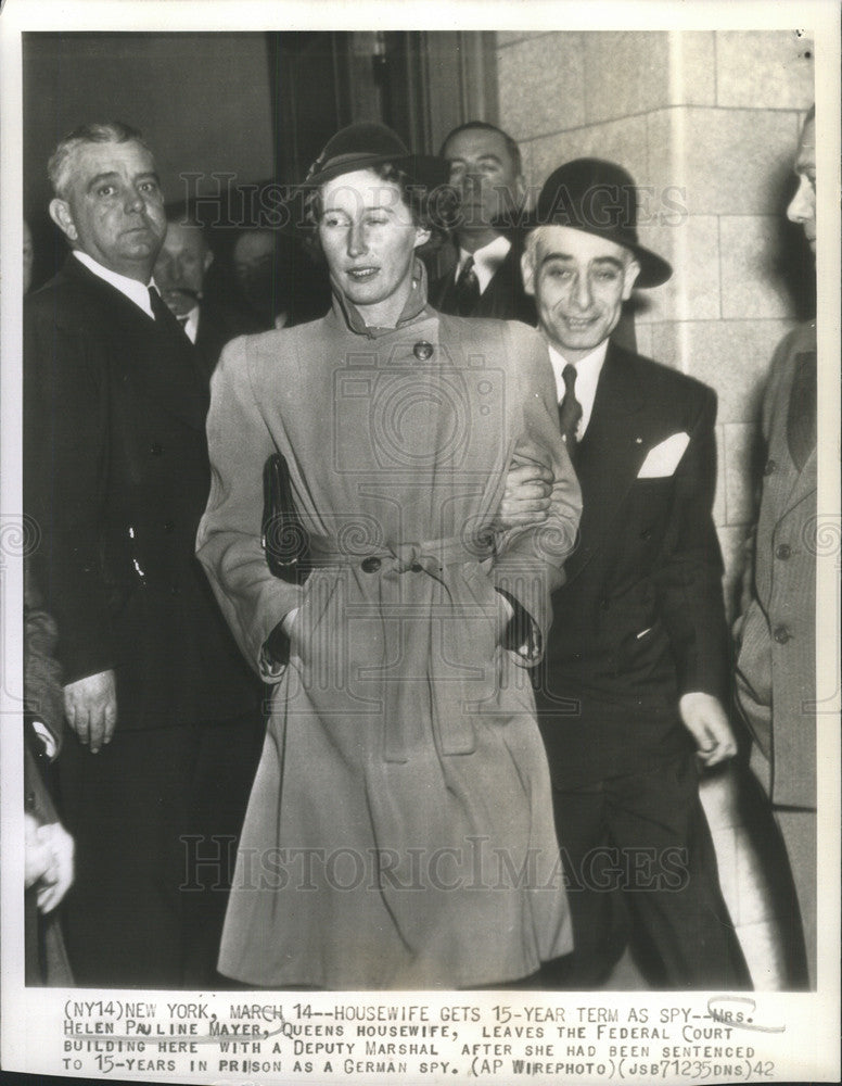 1942 Press Photo Mrs Helen Mayer gets 15 yrs term for spying - Historic Images