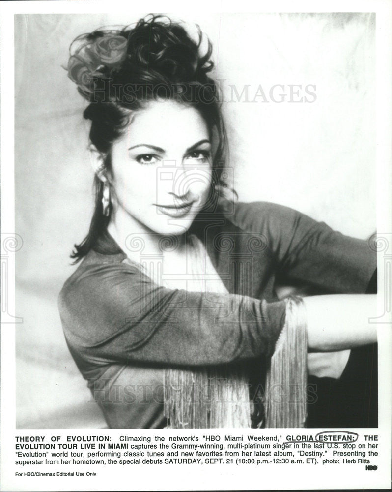 Press Photo Gloria Estefan Grammy Winning Singer Evolution Tour Miami HBO - Historic Images