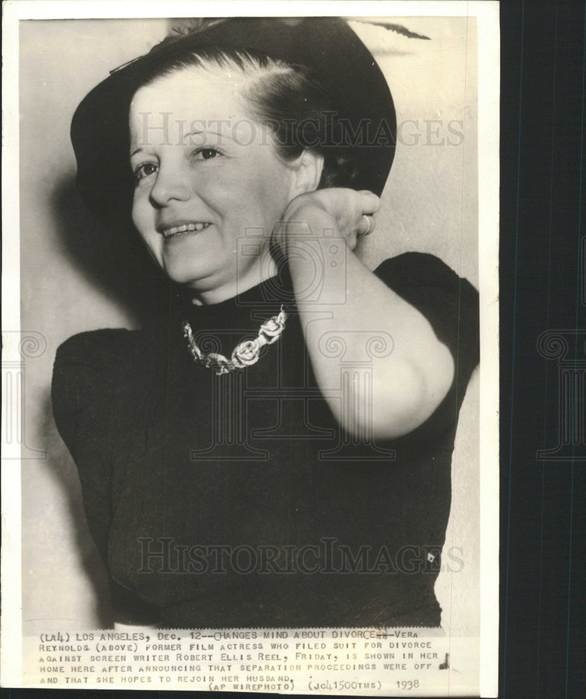 1938 Press Photo Vera Reynolds,actress - Historic Images