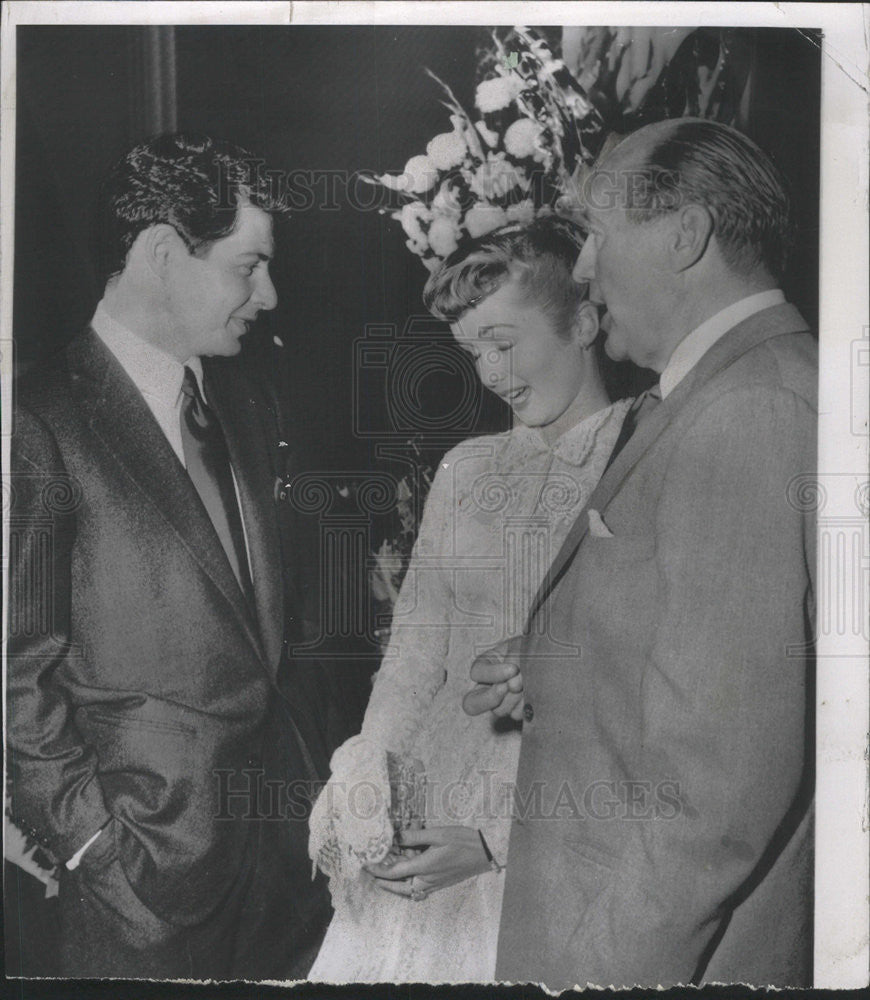 1954 Press Photo Debbie Reynolds ,Eddie Fisher and Jack Benny - Historic Images