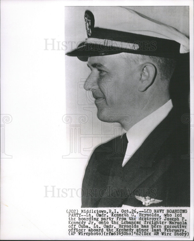 1962 Press Photo Lieutenant Commander Kenneth Reynolds Destroyer Joseph Kennedy - Historic Images