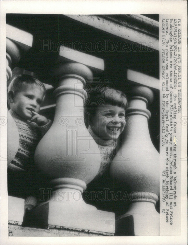 1966 Press Photo Queen Elizabeth&#39;s sons Prince Edward and Prince Andrew - Historic Images