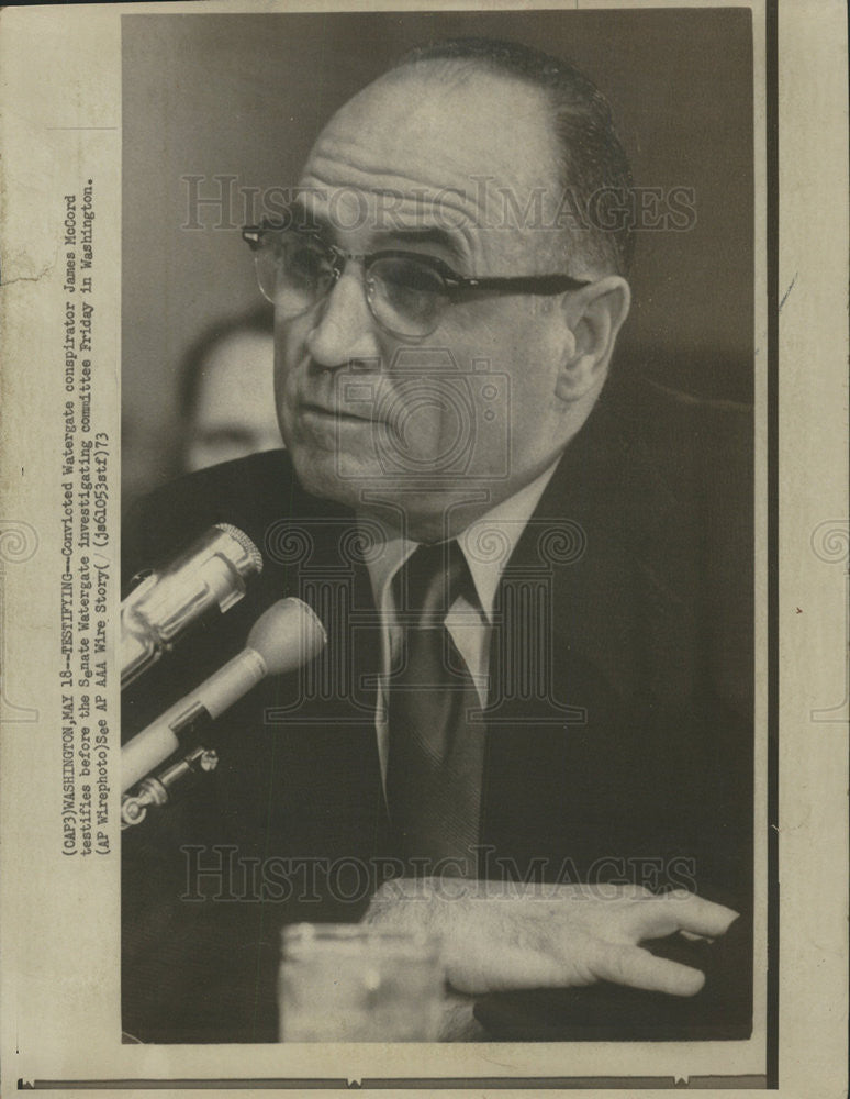 1973 Press Photo James McCord Junior Convicted Watergate Conspirator Senate - Historic Images