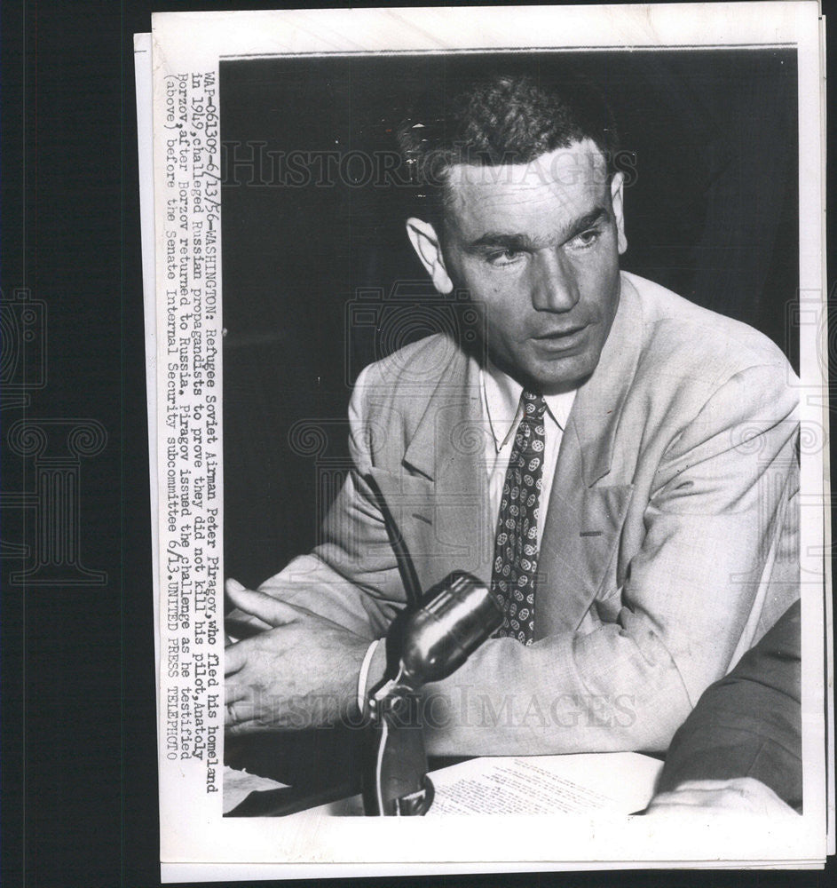 1956 Press Photo Peter Piragov Refugee Soviet Airman Senate Testimony - Historic Images