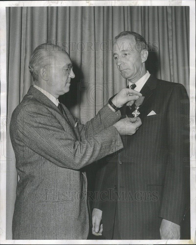 1958 Press Photo John T Pirie Recipient Knighthood to the Merit of the Republic - Historic Images