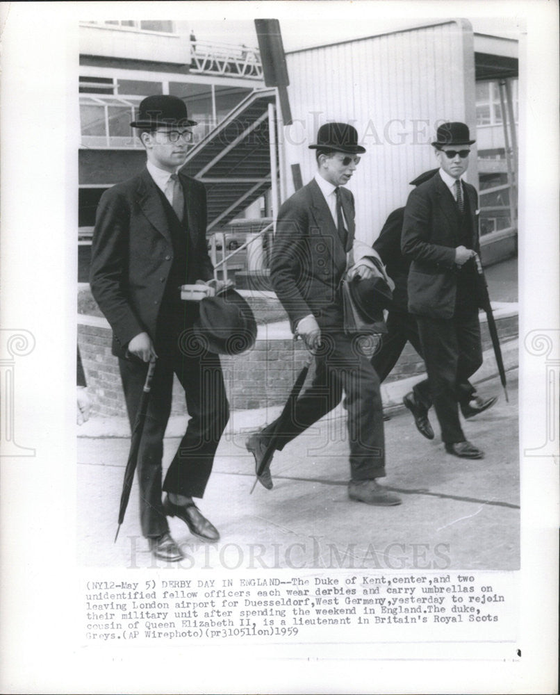 1959 Press Photo Duke Of Kent Returns To Army Unit - Historic Images