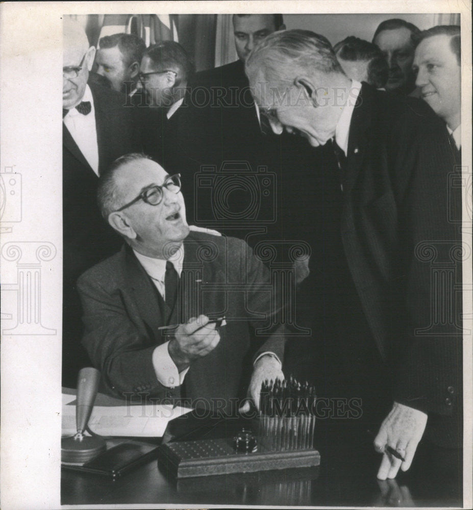 1963 Press Photo President Johnson House Speaker John McCormick White House Bill - Historic Images