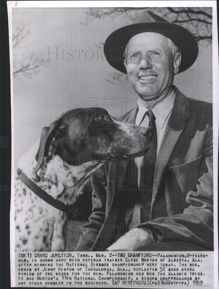 1959 Press Photo National Birddog Championship Palamonium Winner Trainer Morton - Historic Images