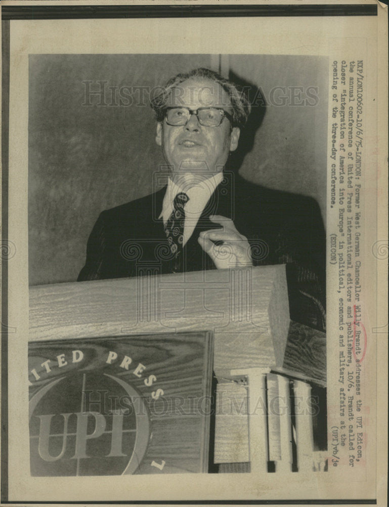 1975 Press Photo West Berlin Mayor Willy Brandt - Historic Images