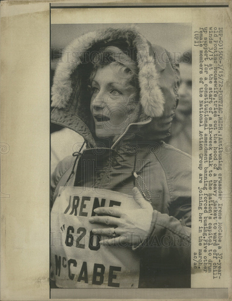 1972 Press Photo IRENE MCCABE ANTI-BUSING CRUSADER NATION&#39;S CAPITOL - Historic Images