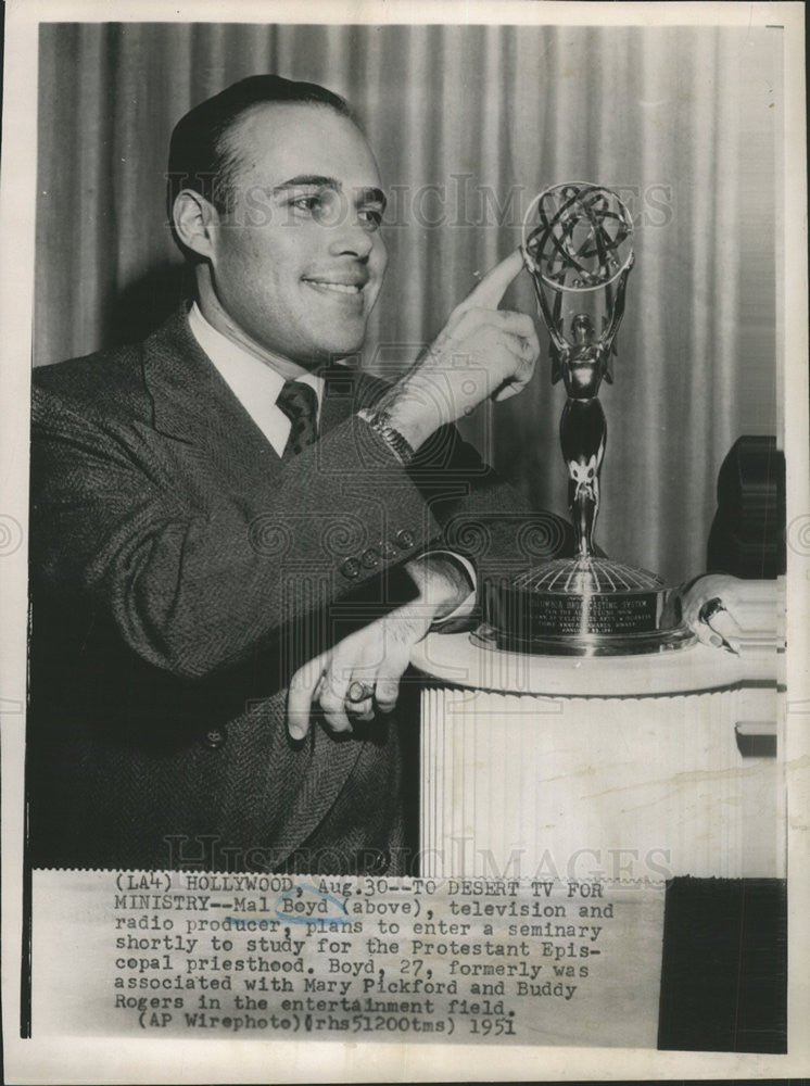 1951 Press Photo Mal Boyd, television and radio producer - Historic Images