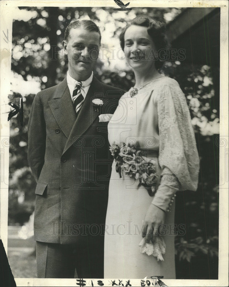 1935 Press Photo William Boyden With His Wife Sarah Brown After Their 