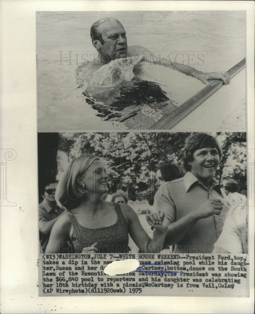 1975 Press Photo PRESIDENT FORD  DAUGHTER  SUSAN MCCARTNEY - Historic Images