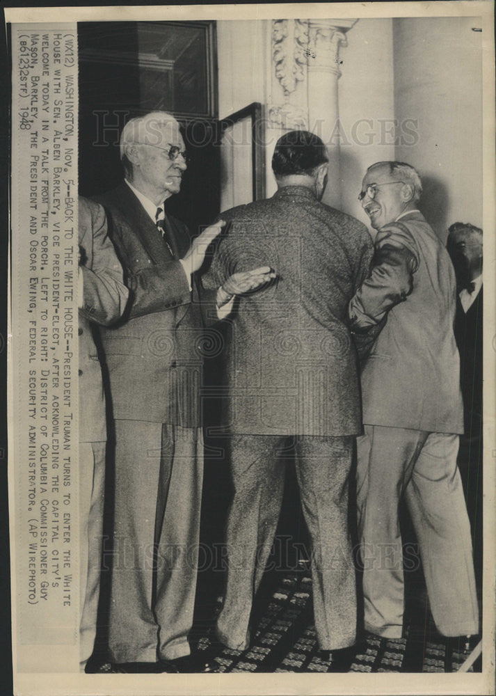 1948 Press Photo HARRY S.TRUMAN PRESIDENT UNITED STATES SEN. ALBEN BARKLEY - Historic Images