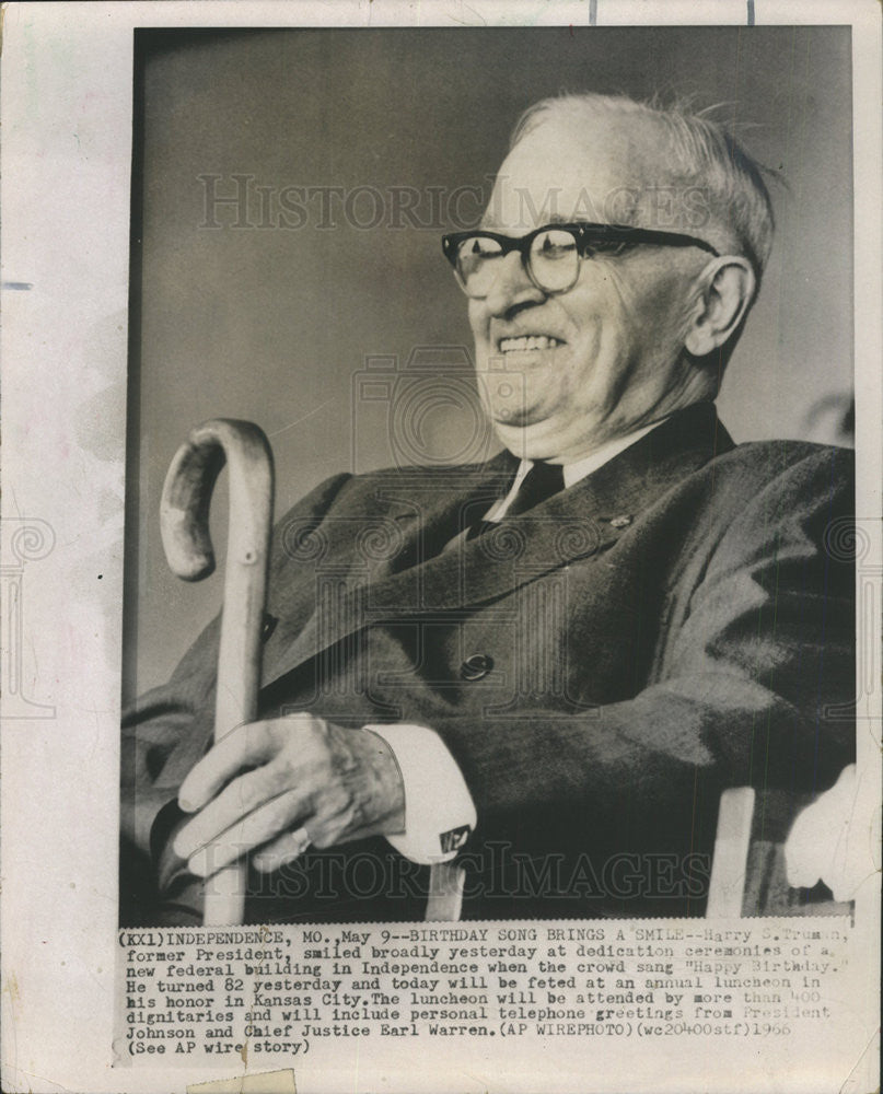 1966 Press Photo Harry Truman US Politician New Federal Building - Historic Images