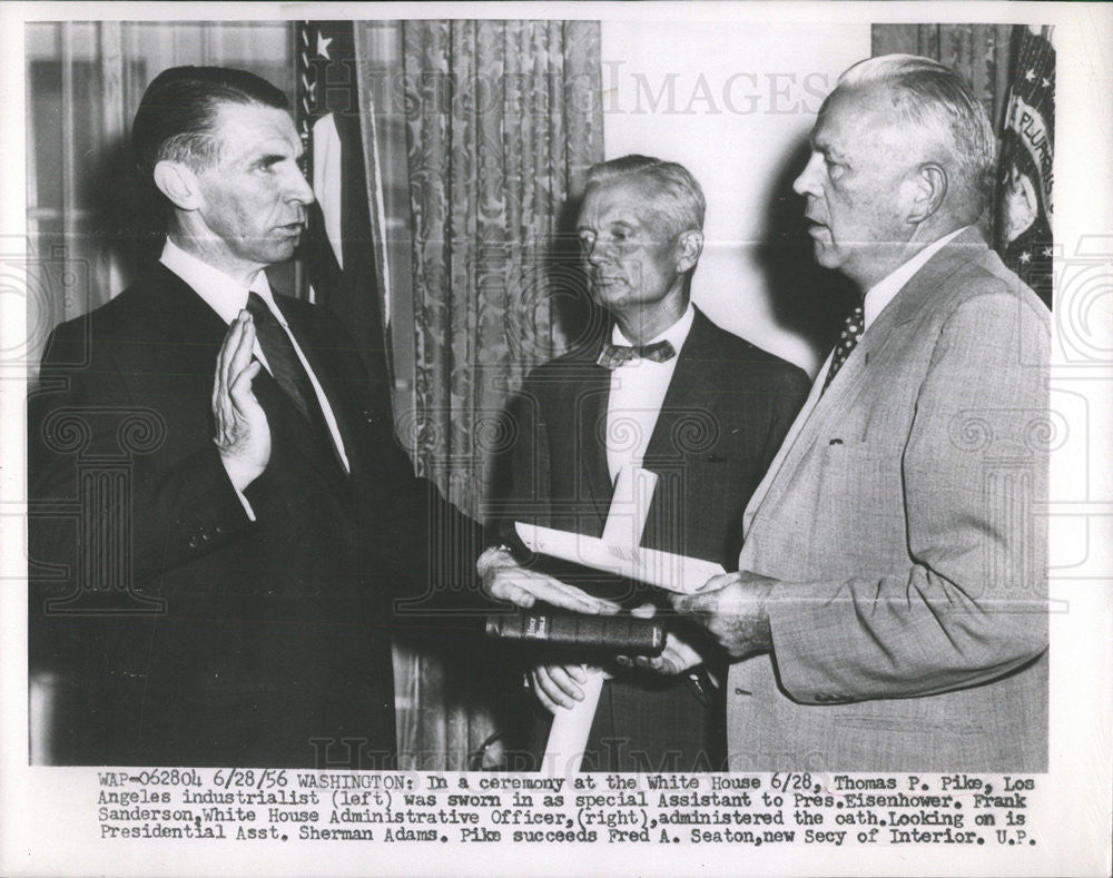 1956 Press Photo Thomas P Pike Los Angeles Industrialist - Historic Images