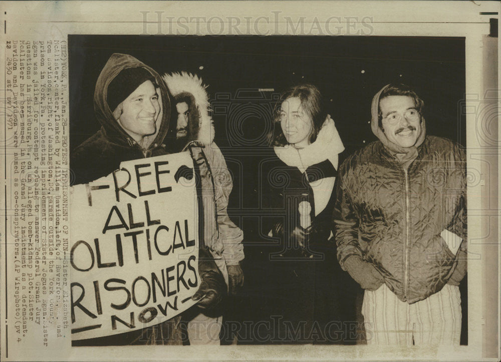 1971 Press Photo Sister Elizabeth McAlister Protest Imprisonment - Historic Images