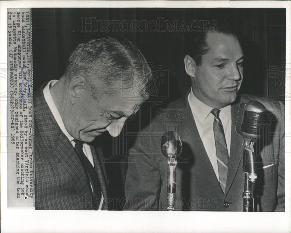 1965 Press Photo Ray Eddy American Head Basketball Coach Purdue University - Historic Images