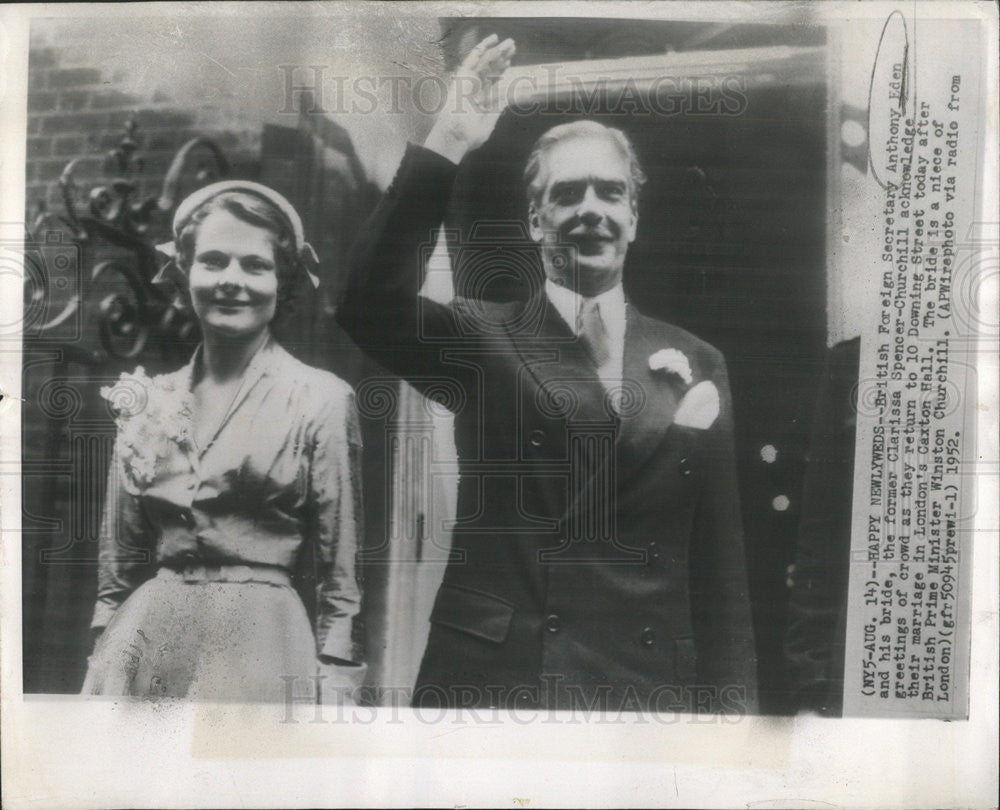 1952 Press Photo British Politician Prime Minister Anthony Eden - Historic Images