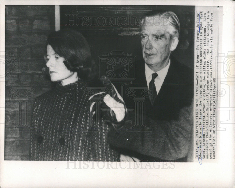 1965 Press Photo ANTHONY EDEN BRITISH POLITICIAN WIFE - Historic Images