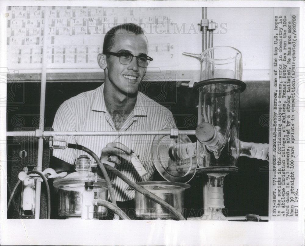 1956 Press Photo Bobby Morrow at Olympic Games Abilene Christian College - Historic Images