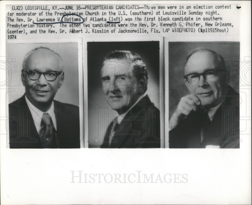 1974 Press Photo Candidates for Presbyterian Moderator. - Historic Images