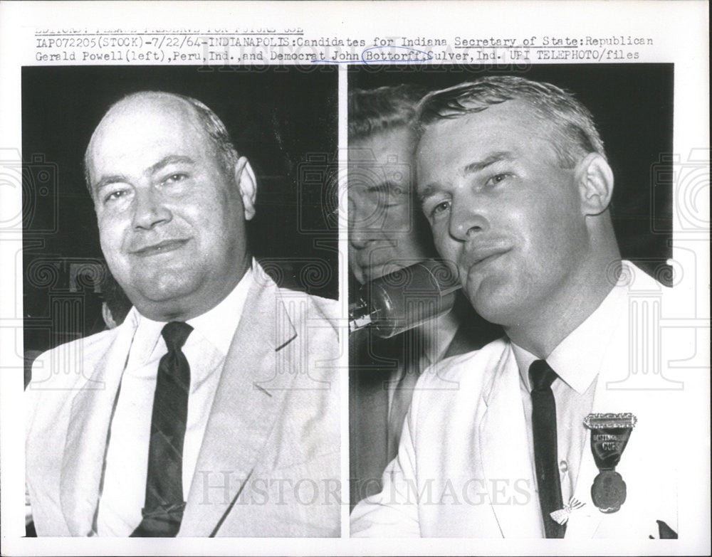 1964 Press Photo Indiana Candidates Rep Gerald Powell And Dem John Bottorff - Historic Images