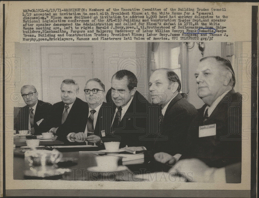 1971 Press Photo Exec Comm Bldg Trades Council Frank Bonadio Meet With Nixon At - Historic Images