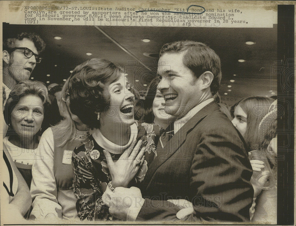 1972 Press Photo STATE AUDITOR CHRISTOPHER BOND WIFE CAROLYN - Historic Images