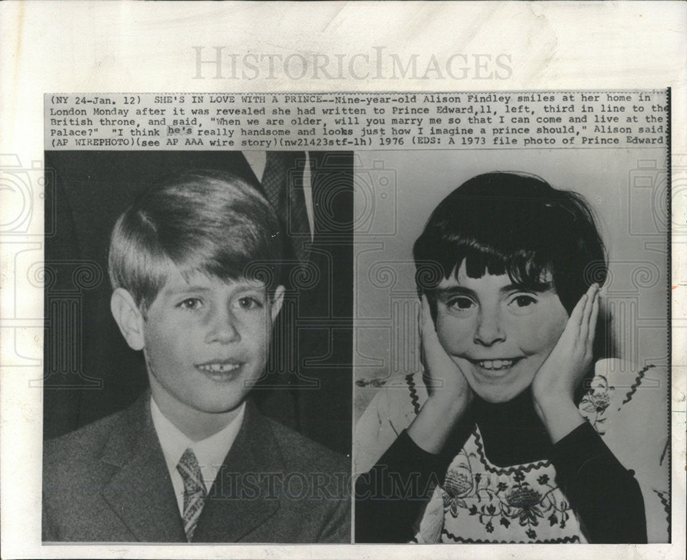 1976 Press Photo 9 Yr Old Asks Prince Edward To marry Her In Letter - Historic Images