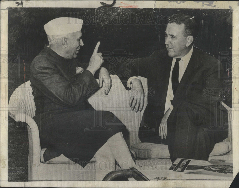 1955 Press Photo Jawaharl Nehur India Prime Minister Chester Bowles Ambassador - Historic Images