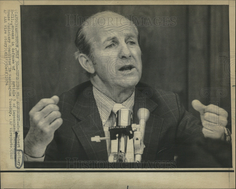 1974 Press Photo Rep Robert McClory Speaking To house About Article 3 Impeachmnt - Historic Images