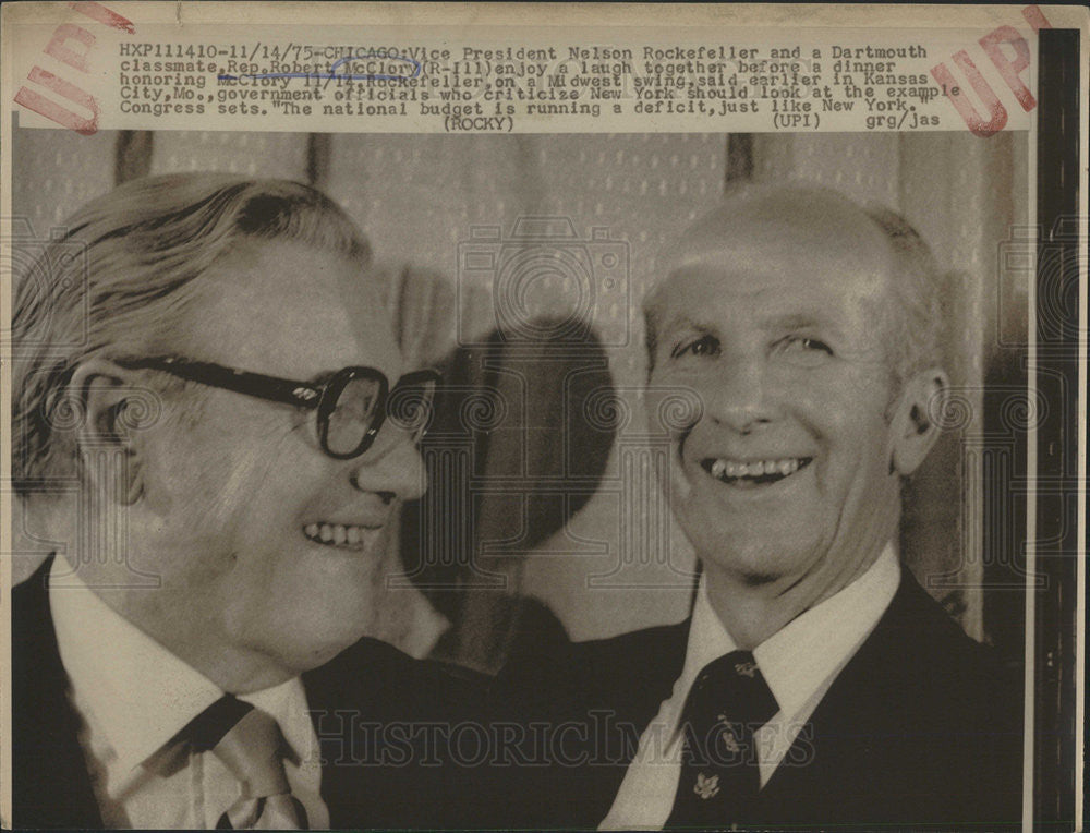 1975 Press Photo President Nelson Rockerfeller & Rep. Robert McClory ...