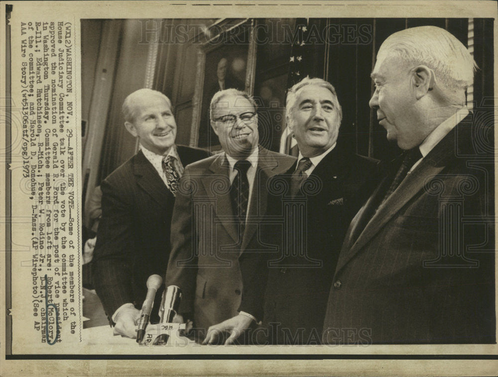 1973 Press Photo Robert McClory Edward Hutchinson Peter Rodino Harold Donohue - Historic Images