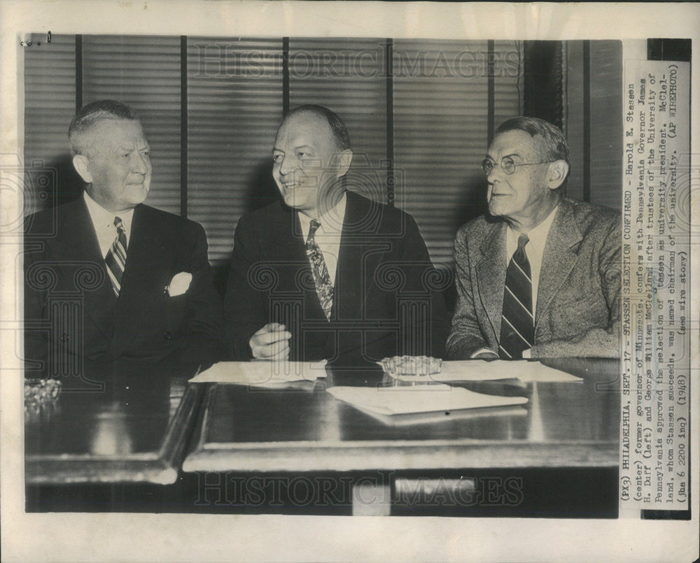 1948 Press Photo Harold E. Stassen confirmed as Univ. of Pennsylvania president - Historic Images