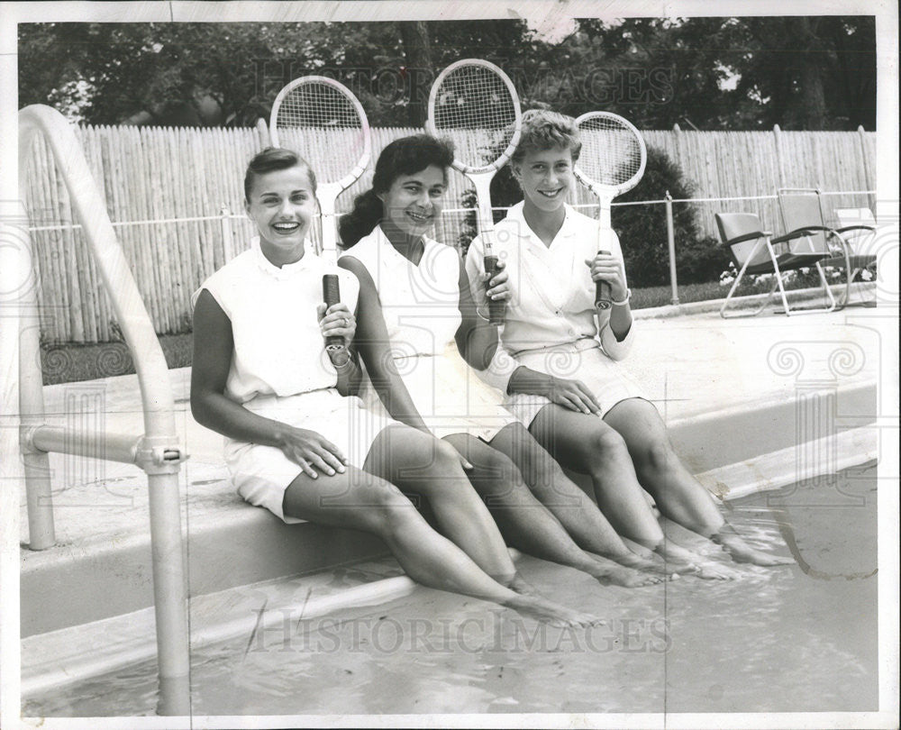 1956 Press Photo National Clay Court Tournament McCaslin Williams Thomas - Historic Images