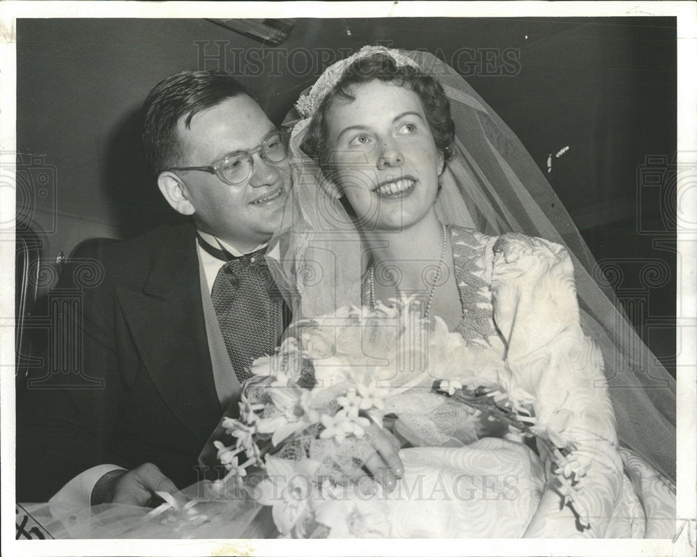 1952 Press Photo Society Wedding Mr Mrs Franklin Bennett McCarty Jr - Historic Images