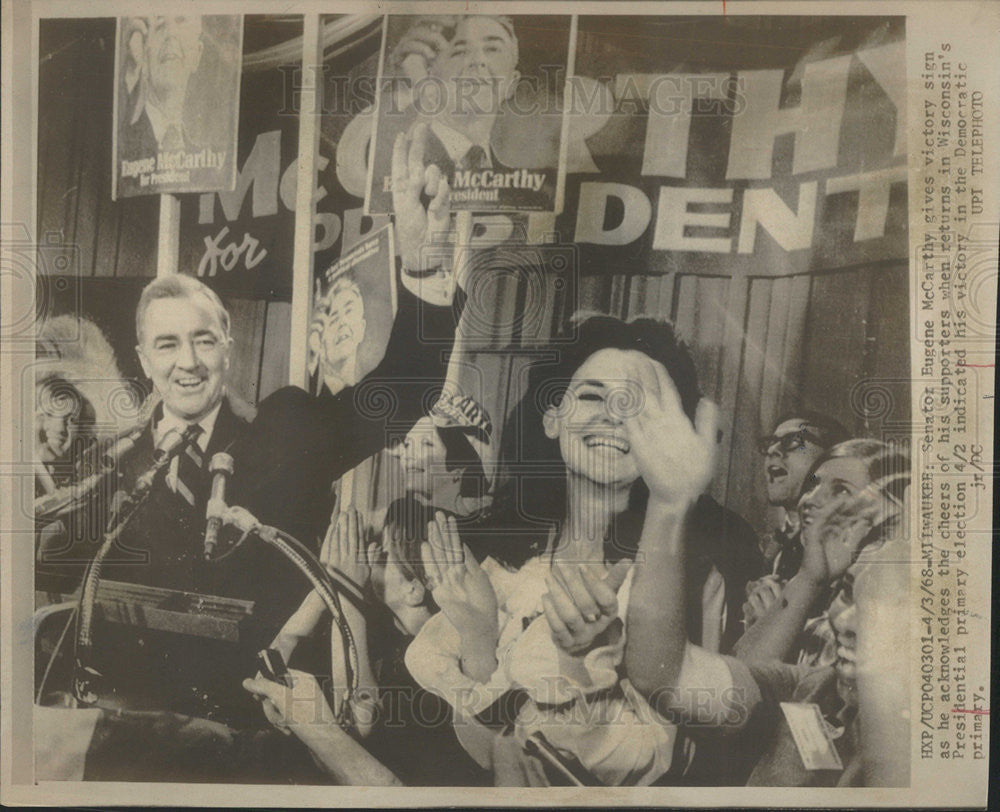 1968 Press Photo Senator Eugene McCarthy Presidential Primary Election - Historic Images