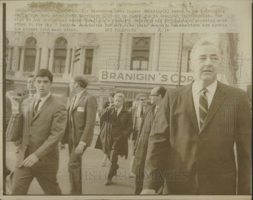 1968 Press Photo Minnesota Senator Eugene McCarthy Campaign Indianapolis - Historic Images