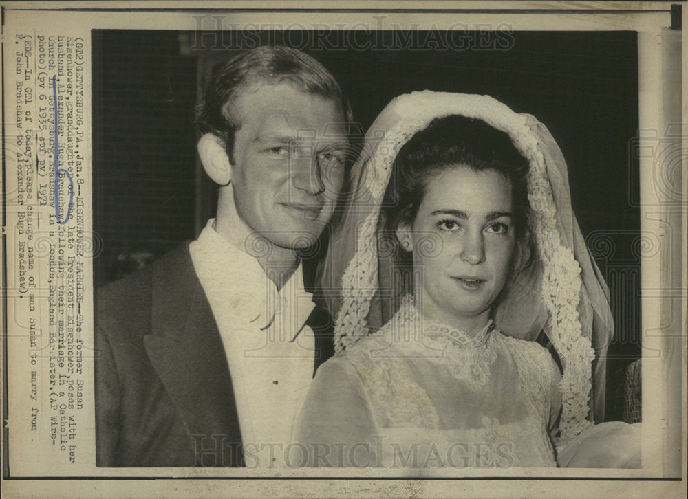 1971 Press Photo Susan Eisenhower and husband Alex Hugh Bradshaw - Historic Images