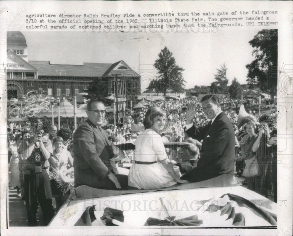 1962 Press Photo Illinois Governor Kerner Helena Ralph Bradly State Fair - Historic Images