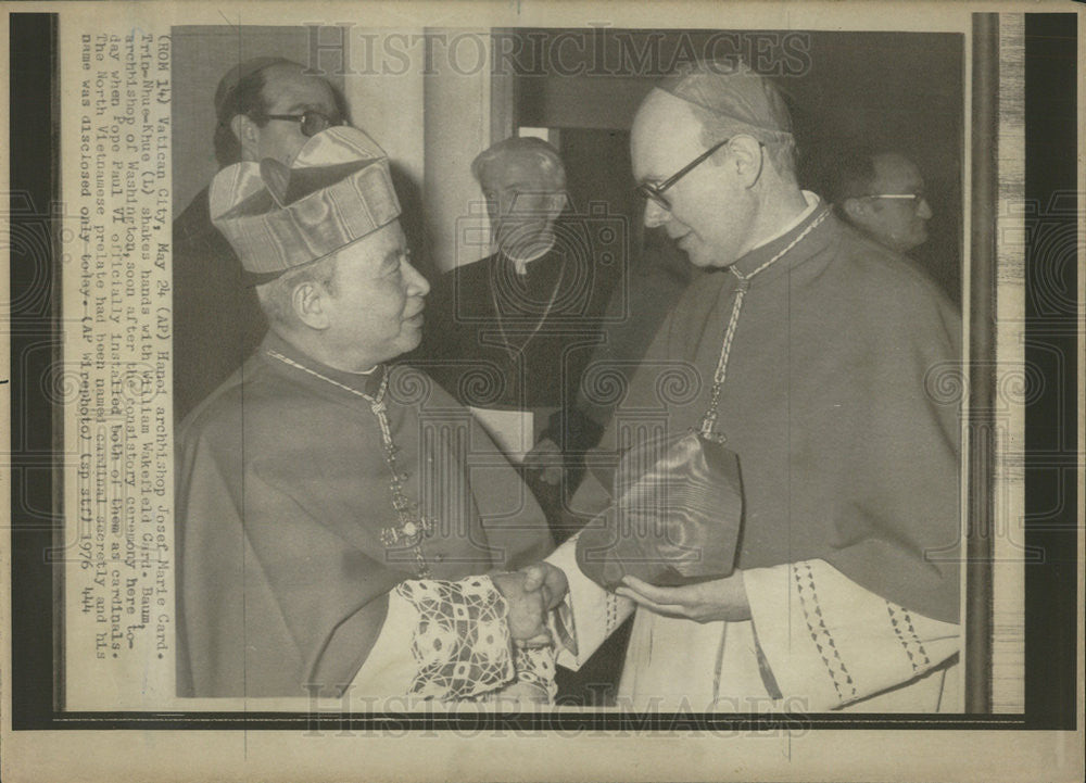 1976 Press Photo Josef Marie Cardinal Trin-Nhue-Khue William Wakefield Baum - Historic Images